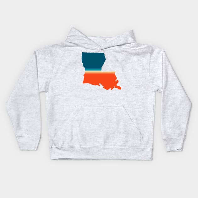 Louisiana State Retro Map Kids Hoodie by n23tees